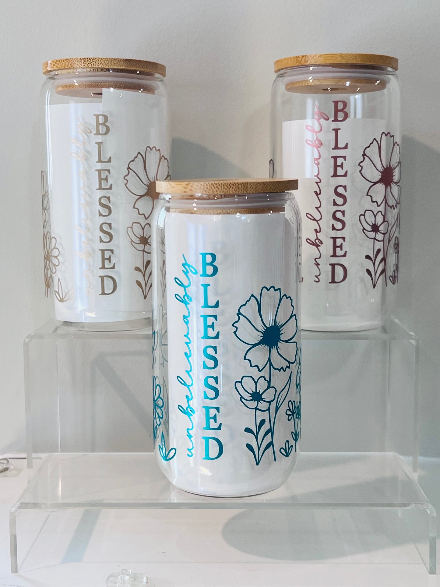 Unbelievably Blessed| 16oz Glass Tumbler